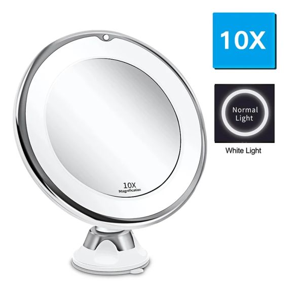 Mirrors Espejo de luz Led, espejo de maquillaje Led con aumento de 10x, espejo de tocador Flexible con luz Led, espejo con luz Vip, envío directo