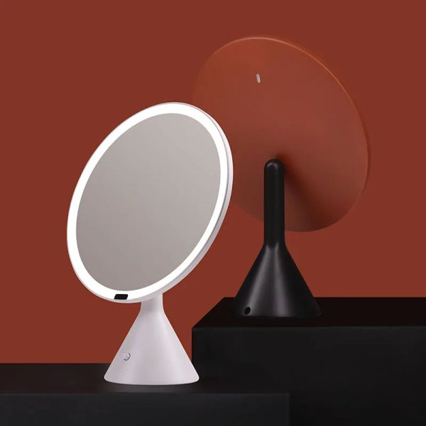 Miroirs Miroir de maquillage à LED intelligent grand miroir rond maquilleur professionnel beauté bureau luminosité remplissage lumière miroir