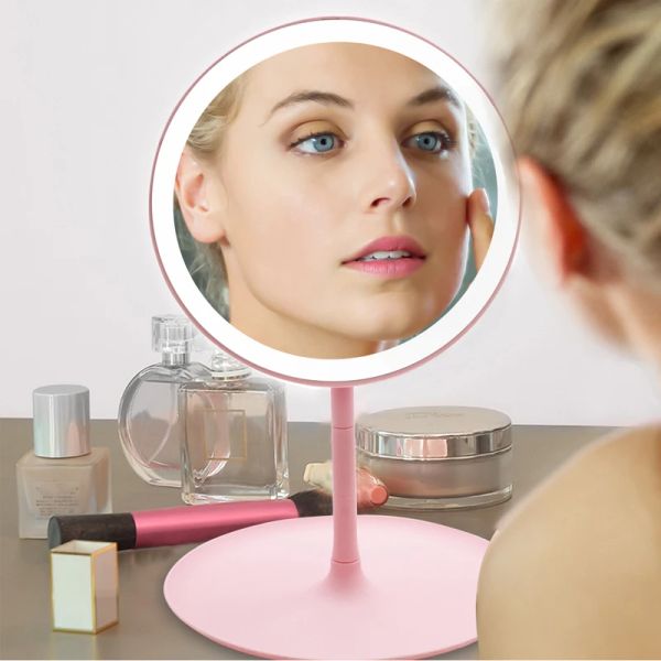 Miroirs Miroir de maquillage à LED écran tactile miroir de bureau voyage pliant professionnel salle de bain vanité beauté USB rechargeable miroirs lumineux