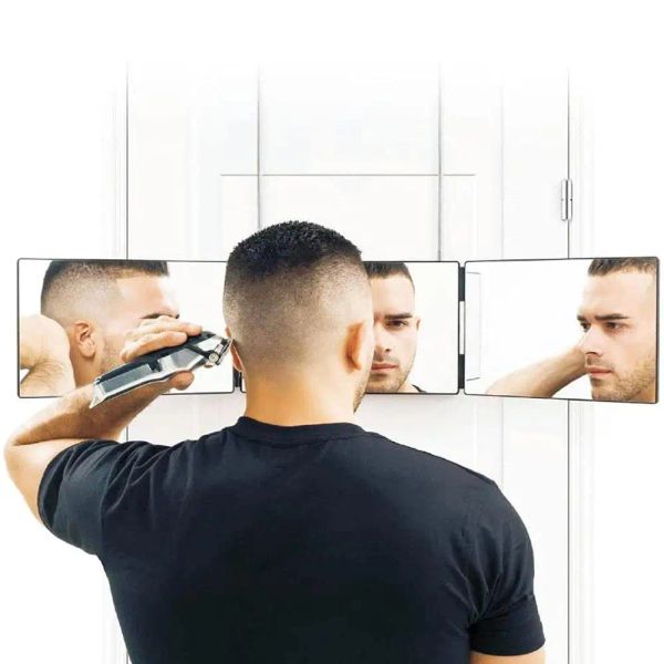 Espejos Espejo de Maquillaje Plegable 360 Grados Espejo de peluquería automático Corte de Cabello y Peinado Herramienta de Bricolaje Espejo de Afeitar Ajustable para Hombres