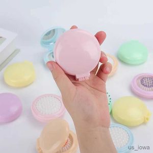 Miroirs mini miroir de poche filles pliage peigne portable poche ronde petite massage de voyage brosse à cheveux de massage avec miroirs outils de style grosse