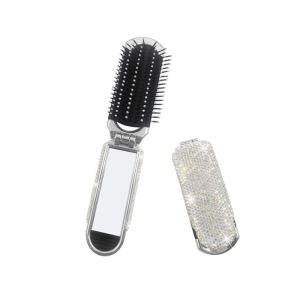 Spiegels Mini Draagbare Opvouwbare Kam Spiegel 2in1 Diamant Luchtkussen Kam Bling Strass Cosmetische Reizen Zak Haarborstel Make-up Tool