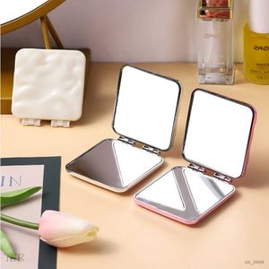 Spiegels mini vierkante make-up spiegel dubbelzijdige handspiegel draagbare kleine miroir vouwen compact clamshell eenvoud cosmetische spiegel