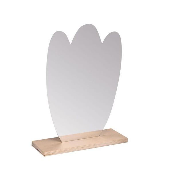 Miroirs Miroir Irrégulier Esthétique Décor Acrylique Vanité Sans Cadre Mignon Ondulé Lune Forme Avec Support En Bois Pour Bureau Livin