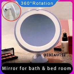 Miroirs Miroir avec Rétroéclairage LED 10x Augmenter Le Grossissement Cosmétique Rond Maquillage Vanité Chambre Table Maquillage Salle De Bain Miroir