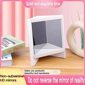 Miroirs Miroir Non inversé ménage blanc carré en bois véritable miroir Portable véritable miroir pour dortoir maison appartement offre spéciale