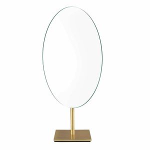 Spiegels Ovale Desktop Make-upspiegel Antiek Brons Vanity Staande Frameloze Enkelzijdige Cosmetische Spiegel op Kaptafel Fatsoenlijke Geschenken