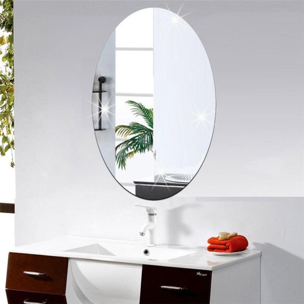 Espelhos ovais retangulares espelho adesivos macio guarda-roupa quarto móveis conveniente decorativo parede stickersespelhos