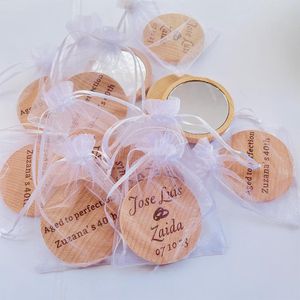 Miroirs Miroir en bois personnalisé personnalisé peigne en bois cadeau de mariage douche nuptiale faveur de fête de mariage pour les invités sac à main miroir de maquillage