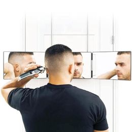 Miroirs Miroir de maquillage portable rétractable suspendu à trois côtés pliant pour l'auto-coupe de cheveux et le style bricolage outil de coupe de cheveux 328W