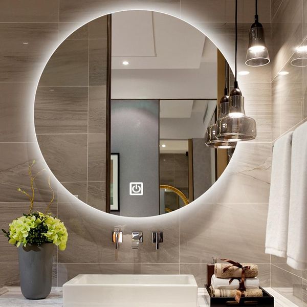 Miroirs ronds miroir de salle de bain maquillage intelligent LED rétro-éclairage réglable avec haut-parleur Bluetooth pour la décoration de la chambre à coucher El