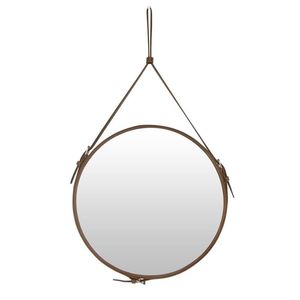 Miroirs ronds suspendus avec ceinture, cadre en cuir PU créatif, pour salle de bain, vanité, maquillage, décoration murale pour la maison, Mx9091700