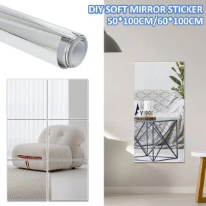 Espejos Pegatinas de espejo autoadhesivas Hojas de espejos flexibles Cortables DIY PET Espejo decorativo de pared sin vidrio para baño Dormitorio Gimnasio