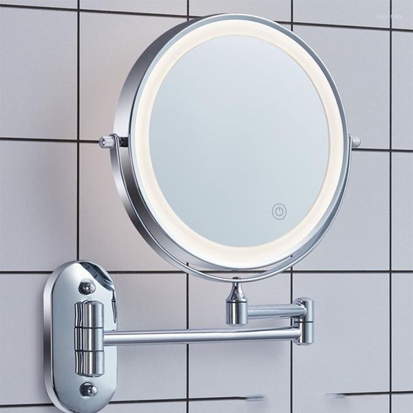 Miroirs rasage auto-coupe de cheveux bain argent salle de bain rond grossissant mural miroir salle de bain Lustro Do Makijazu LG50JZ