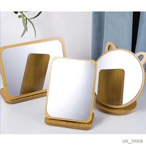 Spiegels eenvoudige houten make -up spiegel vrouwen bureau comestic spiegel draagbare afneembare tafel spiegel mode vouwkleed mirror groothandel