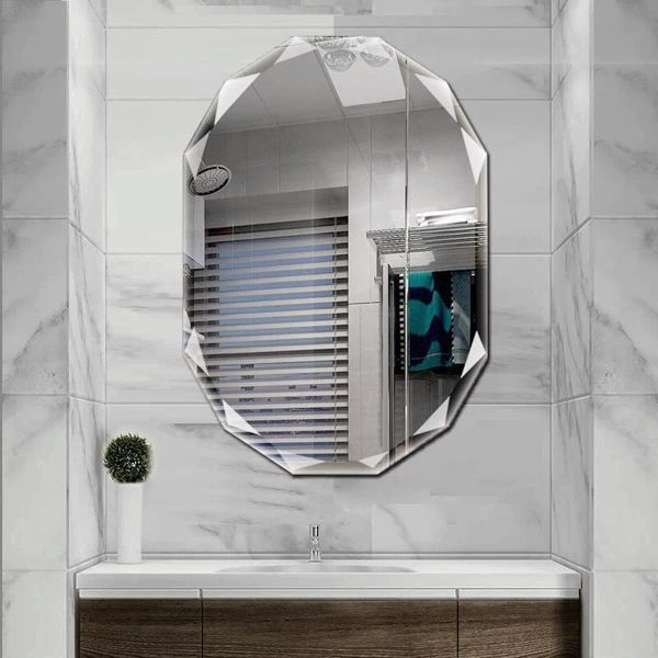 Miroirs simples bordures biseautés Montrasse murale sans cadre miroir de vanité de salle de bain, 30 