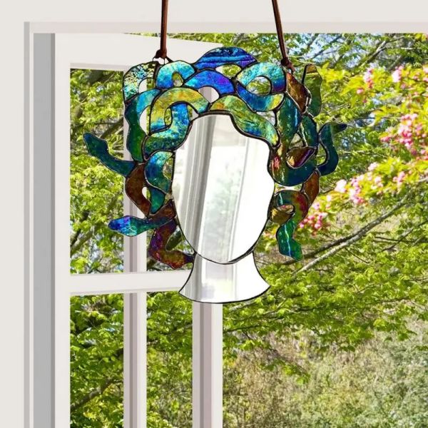 Miroirs en verre teinté coloré 2D, pendentif en acrylique pour jardin, cour, balcon, décoration de la maison, miroirs décoratifs