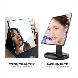 Miroirs USB charge LED lumières maquillage miroir Lady S beauté vanité miroirs vente chaude Portable maquillage Spiegel pour filles cadeau de noël