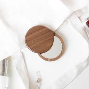 Miroirs Miroir en bois rond pliable style japonais portable noyer petit maquillage extérieur