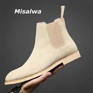 Misalwa Drop Men Boots Luxury Primavera/Invierno Elegante Chelsea Cow Suede Leather Lovers' Shoes Plus Size 35 47 220208