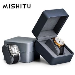 Mishitu Grids Watch Box Pu Le cuir porte-boîtier Organisateur Storage pour quartz montres bijoux Boîtes affichage Cadeau 240412