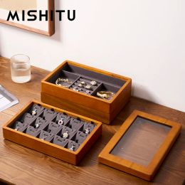 Boîte à bijoux en bois massif de Mishitu avec une boîte de rangement d'accessoires de rangement