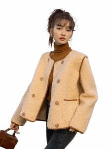 Mishow Abrigo de lana de cordero Doble botonadura Invierno Chaqueta de lana de cordero francesa Grueso Cálido Sólido Nuevo Outerwears MXB45W0850 U0vK #