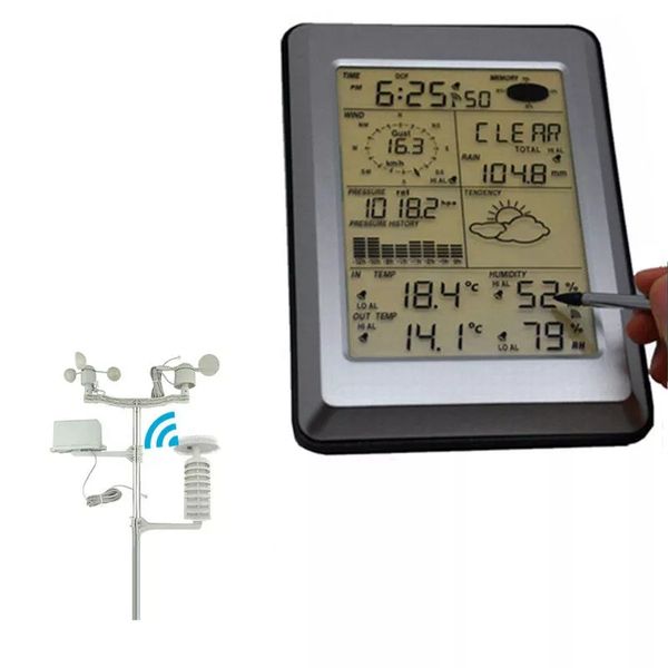 Misol sans fil professionnel Météo Instrument Station météorologique écran tactile solaire Capteur hygromètre avec PC / InterfaceHigh records pour l'intérieur faible