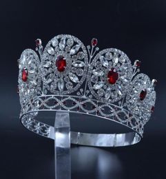 Couronnes Miss Beauty pour concours de concours, étagères temporaires privées personnalisées, cercles ronds, diadèmes de mariage, mélange de pierres rouges Mo2286631366