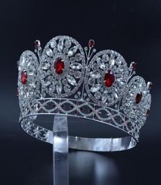 Miss Beauty kronen voor optocht wedstrijd privé aangepaste tijdelijke planken ronde cirkels bruids bruiloft tiara's rode steen mengen Mo2288935591