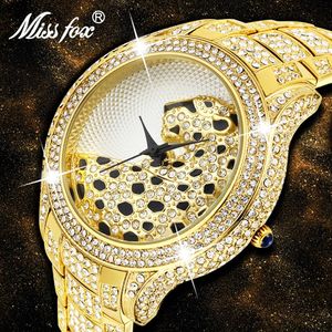 Miss Fox Role Watch Men Diamond Gold Relojes para hombre Top Black Simple Tiger Xfcs Business Men's Quartz Watchs203h