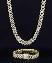 Miss Jewelry Luxury Fashion Gold plaqué Diamond Iced Out Miami Cuban Link Chain pour hommes Women8457142