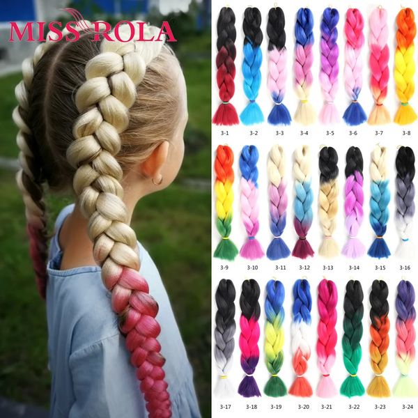 Miss Rola 32inch 165G / PCS Twist Synthetic Hair Estention Jumbo Traiding Kanakelon Hair Ombre Couleur Green Rose Purple Jaune 240506