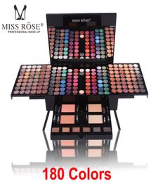 Miss Rose 180 kleuren oogschaduwpalet Make-up Shimmer Matte Contouring Kit 2 Gezichtspoeder Blush 1 Eyeliner 6 Sponsborstel Make-up Gi5258050