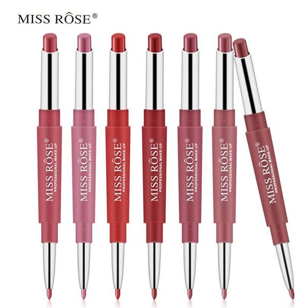 Miss Rose 2 en 1 rouge à lèvres 20 couleurs mat lèvres Liner Double tête imperméable rouge maquillage cosmétiques