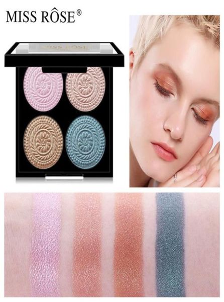 Palette de fard à paupières miss rose 4 couleurs mate miroitement diamant paillette étanche pigment haut de gamme pour les yeux de poudre de poudre Cosm9945766