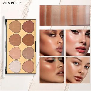 Miss Rose 8 Color Blush Palette, Markeer Blush Palet Mat Powder Bright Shimmer Face Cosmetics Blusher Contour Kit