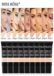 Miss Rose 9 Colors Face Foundation Waterdichte vloeibare fundering Basis Vloeistofconcealer Make -up cosmetica Make UP7829293