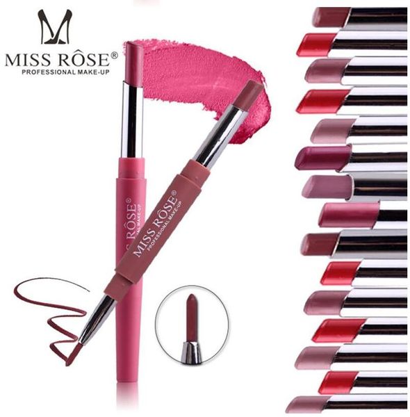 Miss Rose Brand Matte Lipstick 8Color Make up Lip Gloss Lip Line Impermeable Larga duración Pigmento Velvet Matte Lipstick Beauty Kit