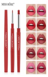 Miss Rose Double Head Matte imperméable Lipstick Lip Line 10 couleurs pour l'option Rotation automatique Multifinection7260953
