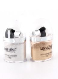 Miss Rose Face Loose Powder 2 en 1 poudre lâche lisse avec pinceau Hilighter Glitter Gold Eyeshadow Contour Palette 9324257