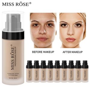MISS ROSE Base líquida corrector nutritivo Control de aceite iluminador maquillaje Facial fácil base cosméticos