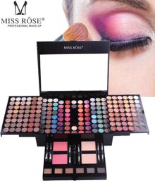 Miss Rose Makeup Sets 180 Color Eyeshadow Palet Matte Naakt Shimmer Langdurig oogschaduwpalet met borstel wenkbrauwpoeder Blu9389052