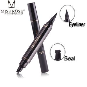 MISS ROSE Winged Eyeliner Stamp Dual Ended Liquid Eye Liner Pen Impermeable a prueba de manchas Eyeliners de larga duración Lápiz Vamp Style
