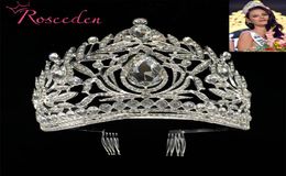 Miss Universe Philippines Crown Tiara Classic Silver Color Rhinestone Wedding Bridal Tiara RE998 Y2008077123770