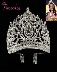 Miss Universe Filippijnen Crown Tiara Classic Silver Color Rhinestone Wedding Bridal Tiara RE998 Y2008071496417