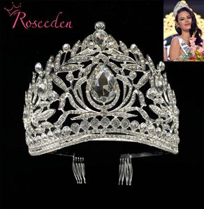 Miss Universe Filipijnen Kroon Tiara Klassiek Zilver Kleur Strass Bruiloft Bruids Tiara RE998 Y2008076350134