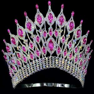 Miss Univers Couronne De Mariage Reine Strass Diadème Partie Spectacle De Cheveux Bijoux pour Concours 240305