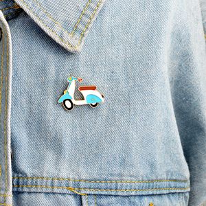 Miss Zoe Cartoon Electric motorcycle brooch Enamel cute pin Denim Jacket Pin Badge Fashion Transportation Jewelry Gift for Kids