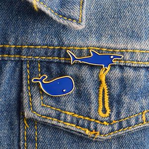 Miss Zoe Cartoon Shark and Whale Ocean Animal Art Style Emaille Pins Badge Denim Jas Sieraden Geschenken Broches voor Vrouwen Mannen